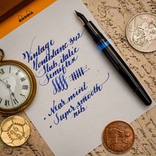 Vintage 1950's Montblanc 342 Fountain Pen OB Italic 14C Gold Smooth Nib Mint