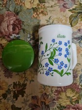 ARCOPAL FRANCE BARATTOLO VASETTO ACETO VINAIGRETTE FIORI BLU 13X11 CM. VINTAGE 