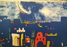  LITOGRAFIA VINTAGE"PAESAGGIO" ANNI 70 DI LO BASSO