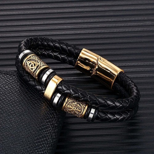 Bracciale pelle amuleto - bracciale,