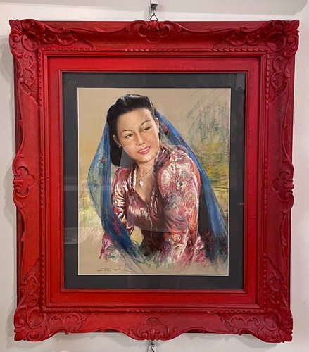 Pastello carta una donna - su,