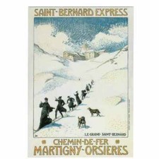 Cartoline treni Ferrovie Svizzere Martigny-Orsieres da manifesto d'epoca. 2001