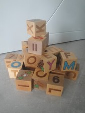 VECCHIO GIOCATTOLO VINTAGE GIOCO 24 CUBETTI LEGNO COLORATI ANNI 70