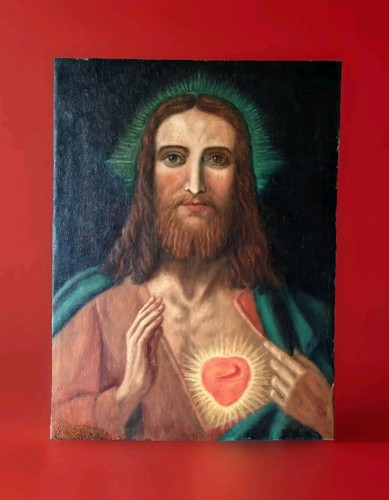 Dipinto olio tela sacro - olio, su