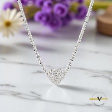 COLLANA DONNA ARGENTO 925 RODIATO CON PENDENTE A CUORE MARTELLATO