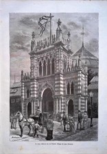 Stampa del 1881 La Porta Veneziana in Via Palestro Milano Bonamore