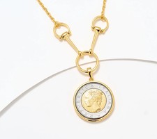 Collana David Markstein argento sterling placcato oro 500 lire moneta 18"