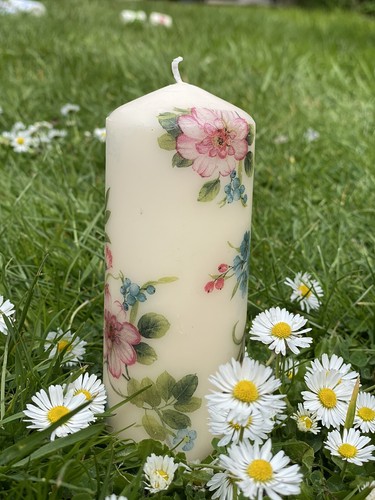 Candela colonna design fiori - candela,