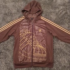 Adidas Originals Superstar marrone rasta firebird felpa con cappuccio media oversize vintage 