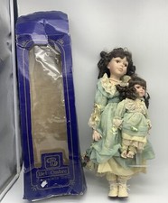 Bambola In Fine Porcellana Bel Ombre Porcelain Doll Con Bambola Piccola Usata