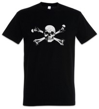 T-shirt teschio e ossa incrociate teschi pirati pirati bandiera striscione simbolo segno logo