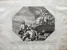 Incisione In Rame Andrea Zucchi 1678-1740 Venezia Ercole Nettuno Mitologia