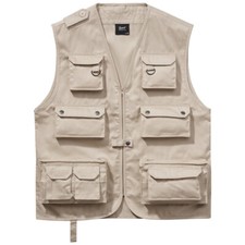 Brandit Gilet Da Caccia Uomo Osservazione Degli Uccelli Multitasche Verde Beige