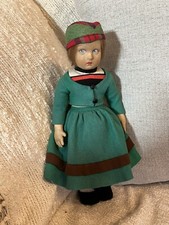 Antica bambola in feltro Lenci 14" con Lucia? Viso? Costume insolito