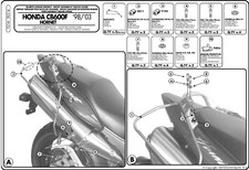 T214 GIVI TELAIETTI per BORSE SOFFICI LATERALI per HONDA HORNET 600 1998-2006