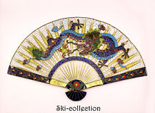 Superbo Ventaglio Decorativo, Drago Cinese. Cina/Indocina. Ottone, Smalti