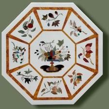 Tavolo In Marmo Bianco 36" Con