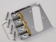 PONTE VASSOIO CENERE TELE CROMATO 3 Selle OTTONE Compensate per Chitarra Telecaster