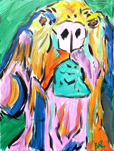 Quadro ritratto cane astratto