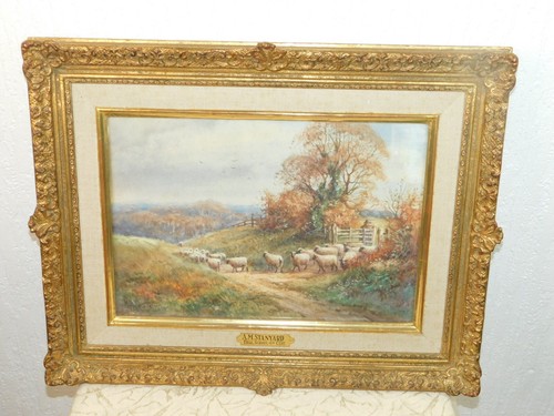 Dipinto paesaggio con pecore - paesaggio,
