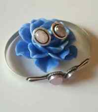 BRACCIALE E ORECCHINI QUARZO ROSA NATURALE E ARGENTO 925, REGALO GIOIELLI ETNICI