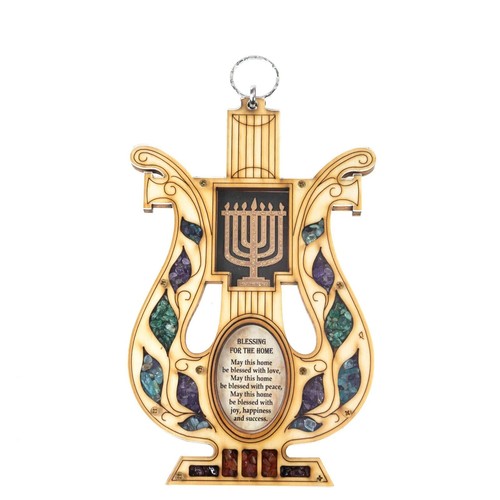 Menorah arpa david legno - menorah,