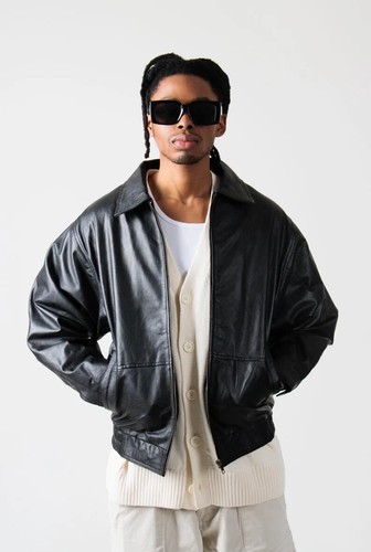 Giacca nera elegante - , pelle