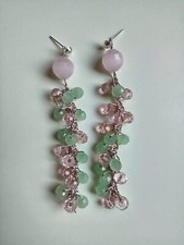 ORECCHINI FATTI A MANO ALL'UNCINETTO CON QUARZO ROSA 