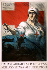 Poster vintage anni '10 Croce Rossa Italiana di B. Cascella - 24x32"