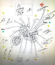 YAMAHA TT 4GV 1993 - 1996 ADESIVO FIANCHETTO POSTERIORE DESTRO