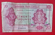 Clydesdale Bank Limited £ 20 emesso 1967 firma C/F R,D, Fairbairn