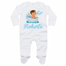 Tutina neonato personalizzata con nome bimbo nella vasca