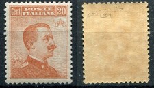 REGNO D'ITALIA 1916 EFFIGIE V.E III CENT 20 SENZA FILIGRANA MNH** CAT. 107