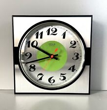 RARO OROLOGIO da PARETE VINTAGE Veglia Elettronico VERDE FLUO METALLO ANNI '70