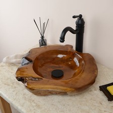 Lavabo da appoggio in legno di