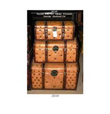 Baule Cassapanca tris in legno rivestito in pelle