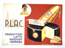P.L.A.C. Produttori Latte Asssociati Cremona Cartone pubblicitario  vintage