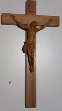 Crocifisso vintage in legno 45 cm Arte sacra religiosa Fatto a mano Convento 