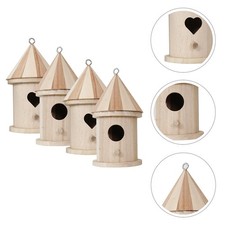  4 Pcs Wood Bird House Casetta