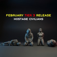 Modellino 4 personaggi civili ostaggi scala 1/35 stampato in resina