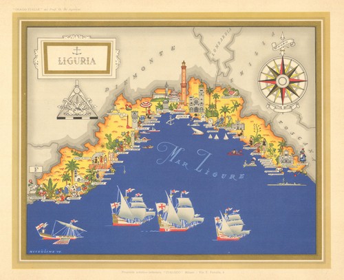 Liguria pictorial map - , by