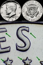 1964 Kennedy mezzo dollaro PROVA GEMMA NON CIRCOLATA DDR DOPPIO FUSTELLATO ROVESCIO