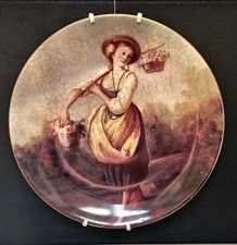 Piatto decorativo antico da parete, porcellana di Limoges dipinta a mano,Francia