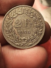 Splendida Moneta argento 2 franchi Svizzera 1944 silver coin 2 francs