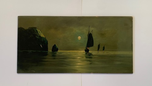 Dipinto olio nave nautica