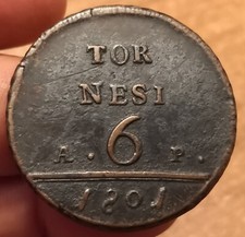 6 Tornesi 1801, Regno Di Napoli Ferdinando IV, Non Comune, BB/BB+, Rif. 2967