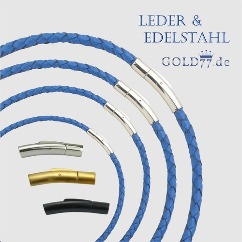 Collana pelle blu - pelle,