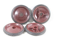 4 vecchi cerchi ruota BACHELITE DDR giocattolo passeggino 12 cm Ø vintage set ruote
