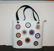 Borsa vera pelle bianca artigianale colorata cerchi women leather bag italy