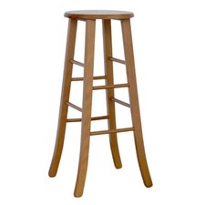 Sgabello legno con seduta rotonda h 80 cm noce chiaro gamba curva pub bar